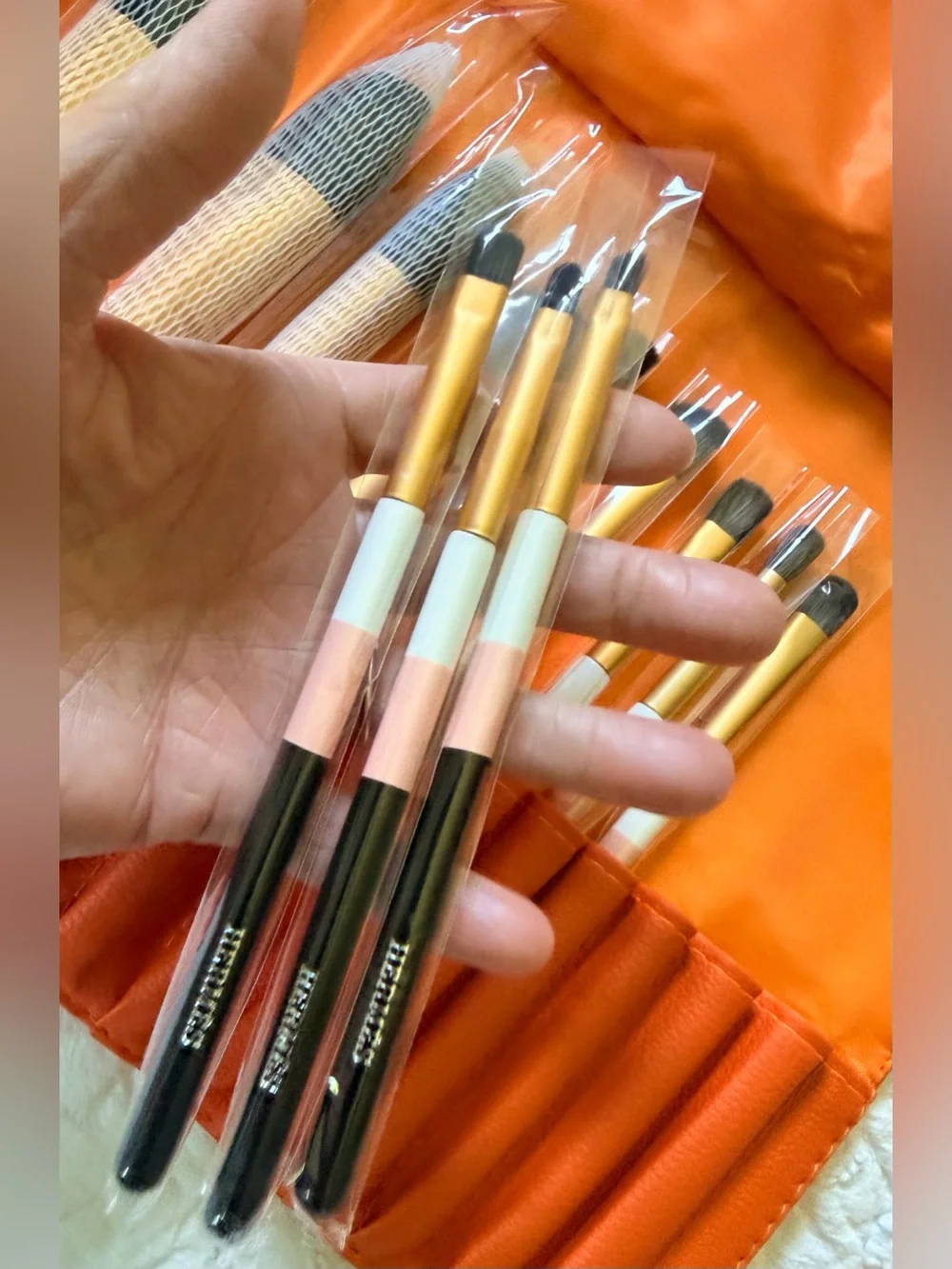 Fashion Hermes Set of 12 Makeup Brushes NEW in Box w Protective Netting/Plastic